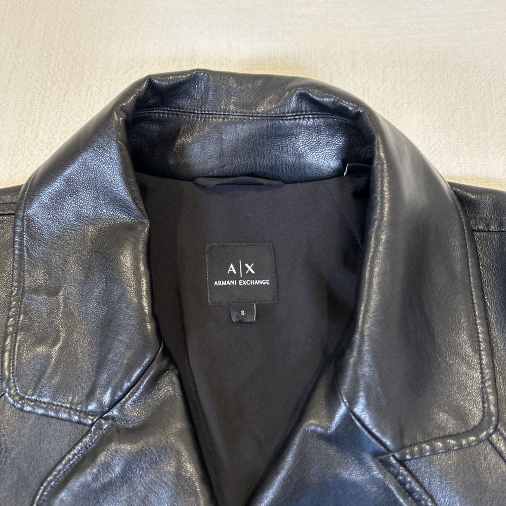 Armani Exchange Women's Faux Leather Biker Motorcycle Button Belt Jacket Small - Picture 2 of 11